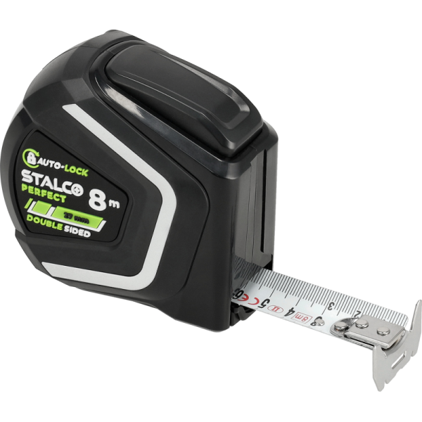 Zvinovací meter s autostop, 8 m x 27 mm, STALCO PERFECT