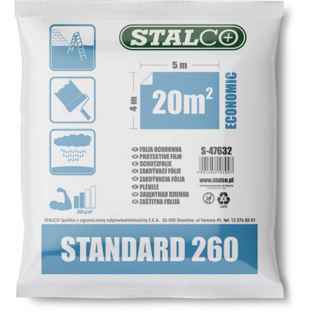 Zakrývacia fólia 4 x 5 m, LDPE, 900 g, super hrubá, STALCO