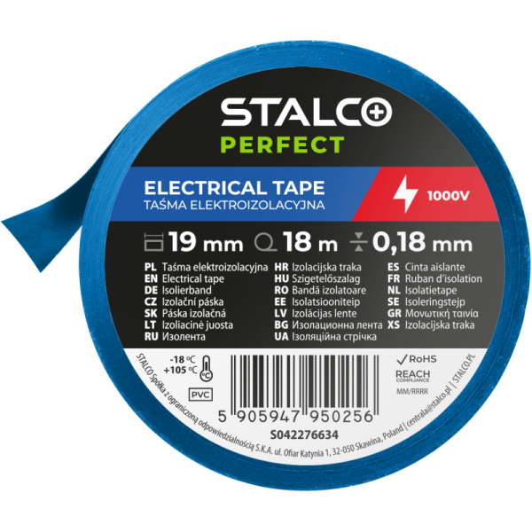 Izolačná PVC páska – 18 mm × 10 m – modrá, STALCO PERFECT