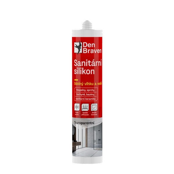 Silikón sanitárny, transparent, 280ml, DEN BRAVEN