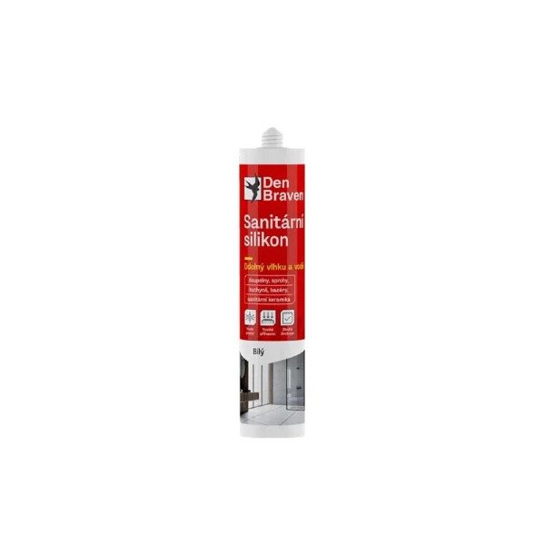 Silikón sanitárny, biely, 280ml, DEN BRAVEN