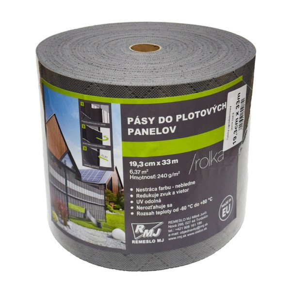 Pás do plotových panelov - Svetlosivý - Široký (19,3cm x 33m), RMJ