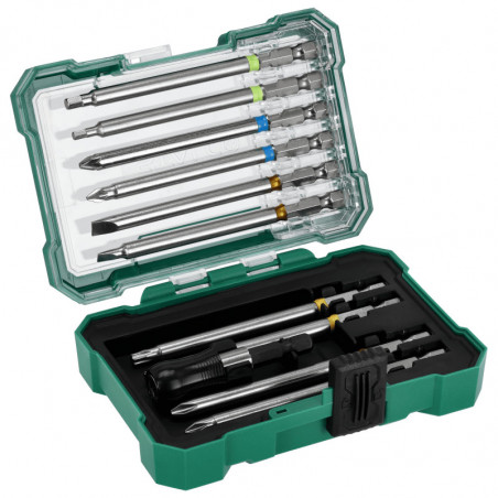 Sada predĺžených bitov S2 100mm s adaptérom, 11 ks, STALCO