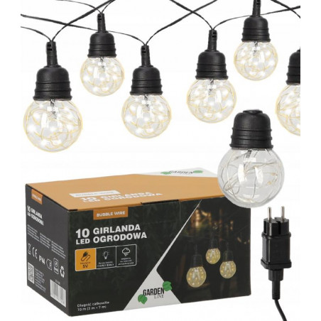 Záhradná girlanda 10 LED žiaroviek - teplá biela (10 m)
