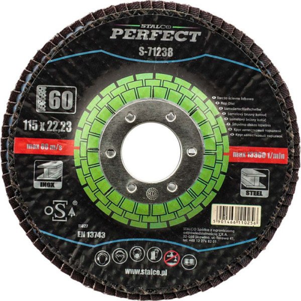 Kotúč brúsný listkový Ø 115 x 22, 23 mm , G60, STALCO PERFECT