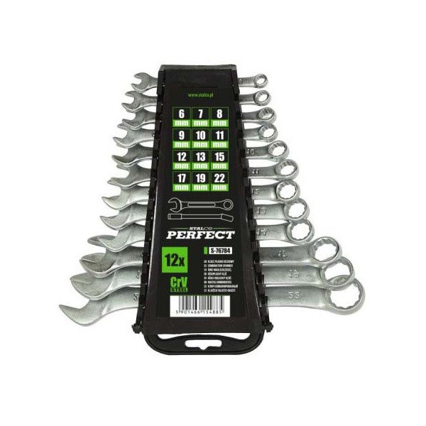 Kľúče ploché-očkové leštené 6 - 32 mm, 12 prvkov, STALCO PERFECT