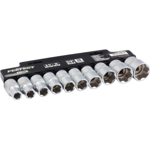 Sada nádstavcov 3/8", 9 - 19 mm, 10 prvkov, STALCO PERFECT