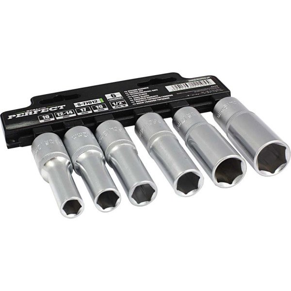 Sada nádstavcov 1/2", 10 - 19 mm, dlhé, 6 prvkov, STALCO PERFECT
