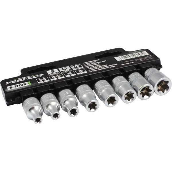 Sada nádstavcov TORX 3/8"  3/8" , E6 - E16 , TORX vnútorné. , 8 prvkov 1/6