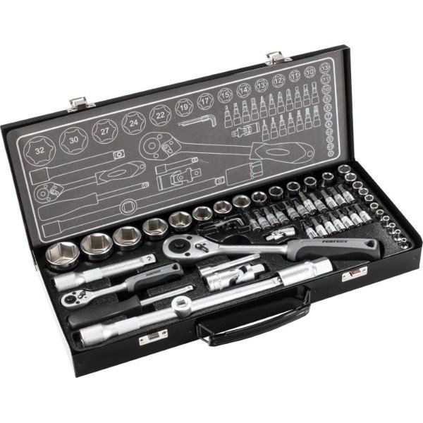 Sada nádstavcov 1/2" + 1/4" 1/2" + 1/4", 55 prvkov, STALCO PERFECT