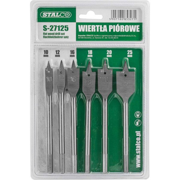 Vrtáky do dreva ploché Ø10,0 - Ø25,0 mm , 6 prvkov 1/25/50