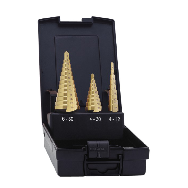 Stupňovitý vrták sada HSS-TiN Ø4-12/1 4-20/2 6-30 mm 3ks, STALCO PERFECT