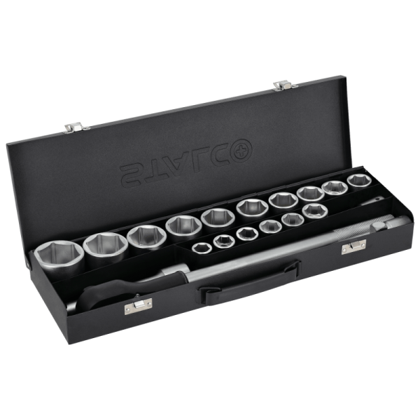 Sada hlavíc 21 ks, kovová skrinka, STALCO