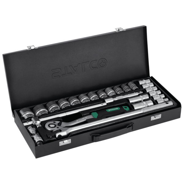 Sada hlavíc 25 ks, kovová skrinka, STALCO