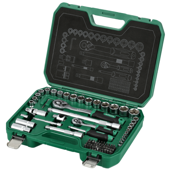 Sada násadkových kľúčov  Plastový kufor, 84 dielov, 1/2'', 1/4''
