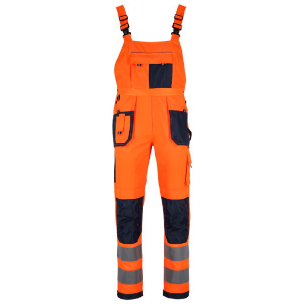 Montérkové nohavice s trakmi - BASIC NEON LINE oranžové - XL, STALCO