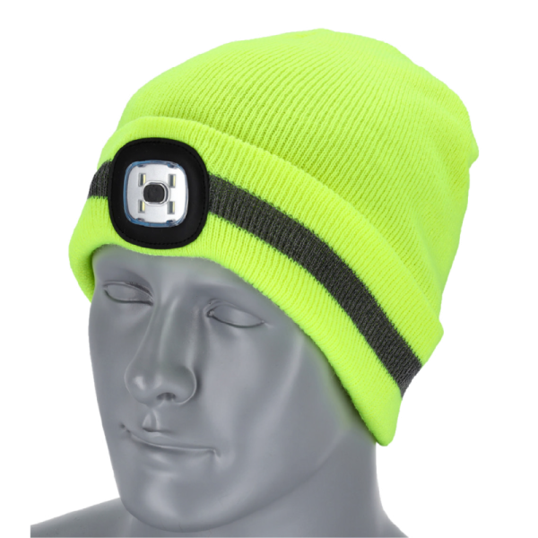 Čiapka na zimu žltá s LED svetlom, RAY FLUO, STALCO