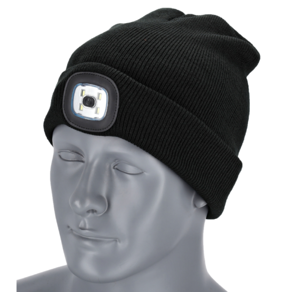 Čiapka na zimu čierna s LED svetlom, 2 RAYS, STALCO